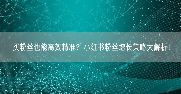 买粉丝也能高效精准？小红书粉丝增长策略大解析！