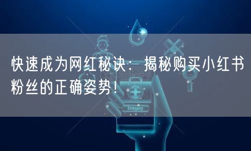 快速成为网红秘诀：揭秘购买小红书粉丝的正确姿势！