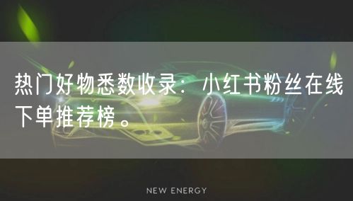 热门好物悉数收录：小红书粉丝在线下单推荐榜。