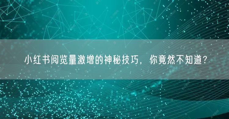 小红书阅览量激增的神秘技巧，你竟然不知道？